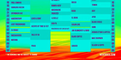 Programul NEVERSEA 4-7 iulie 2019 Sursa Facebook NEVERSEA