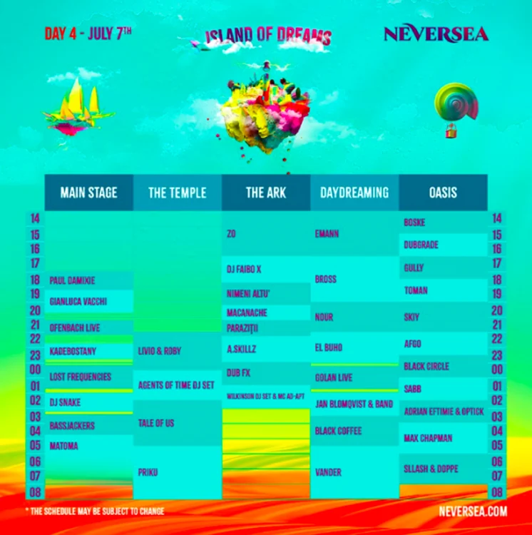 Programul NEVERSEA 4-7 iulie 2019 Sursa Facebook NEVERSEA