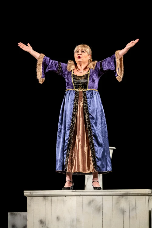 Nuami Dinescu în spectacolul „Urzeala lui Prospero”. Foto: Gabriela Niculescu