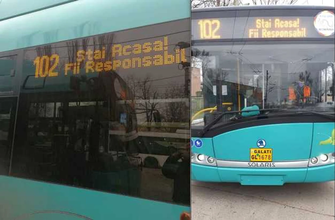 Mesaje pe autobuze la Galaţi FOTO PM Galaţi