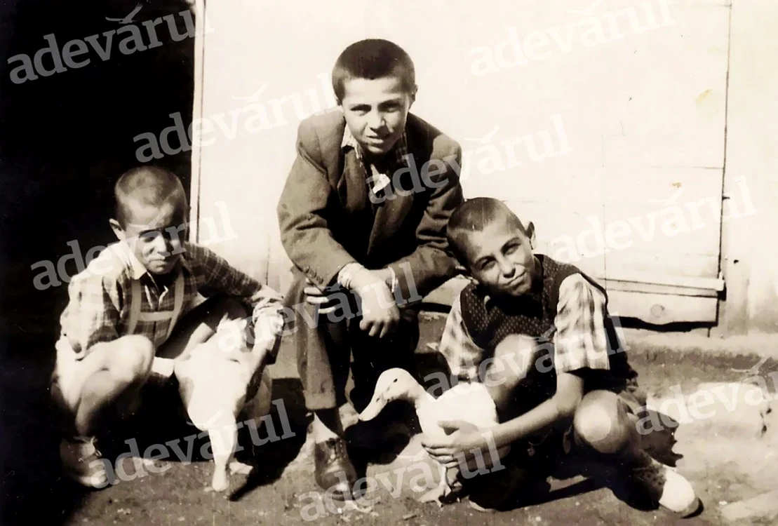 Micul Mircea Lucescu (dreapta), alături de Gelu (stânga), fratele mai mic. FOTO Colecția personală