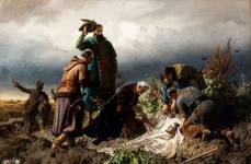Descoperirea trupului regelui Ludovic al II-lea, după Bătălia de la Mohács. Pictură de Bertalan Székely