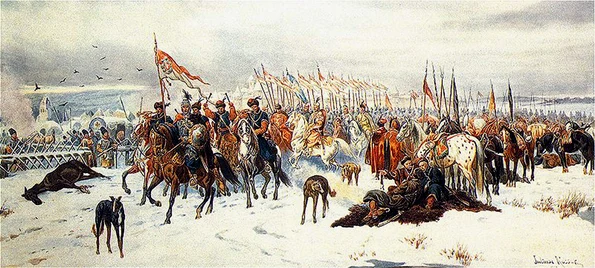 Armata polonă cucerind orașul Smolensk. Pictură realizată de Juliusz Kossak în secolul XIX (© Wikimedia Commons)