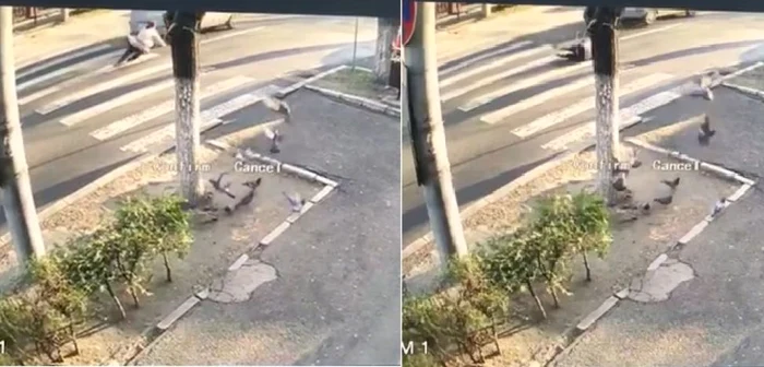 Accident surprins de o cameră de luat vederi pe o trecere de pietoni din Râmnicu Vâlcea Foto captură video