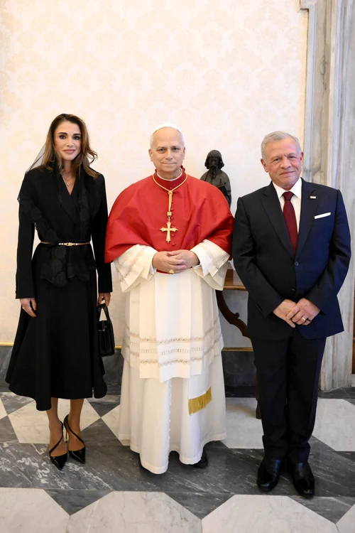 Regele Abdullah II, Regina Rania a Iordaniei și Papa Leon la Vatican, Profimedia (3) jpg