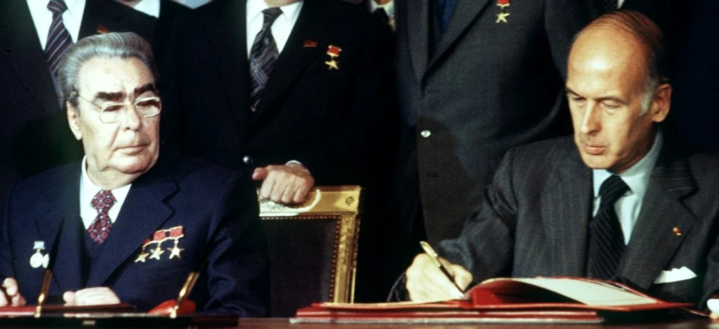Intalnire Giscard Brejnev la 22 iunie 1977 FOTO POOL/AFP