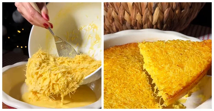 Budincă de fidea cu portocale / FOTO: Colaj captură video TikTok