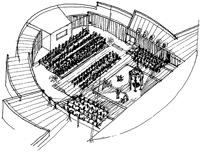Schiță a uneia dintre sălile TNB. FOTO: 