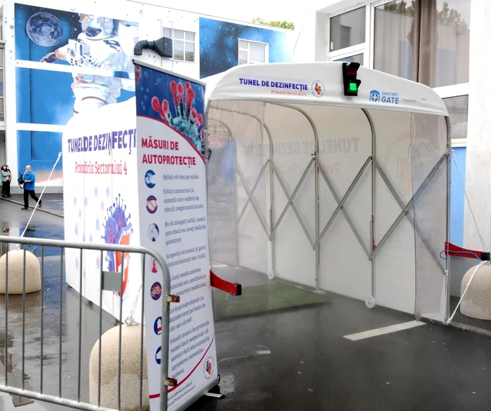 
    Așa arată tunelul destinat dezinfescției elevilor de la școala 194Foto:primariasector4.ro  