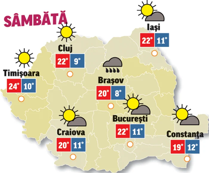Astăzi, temperaturile vor crește cu câteva grade, dar norii vor persista în partea de sud-vest a teritoriului