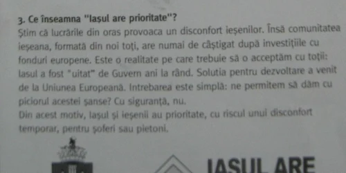 Secţiune din pliantul împărţit pe străzile Iaşiului