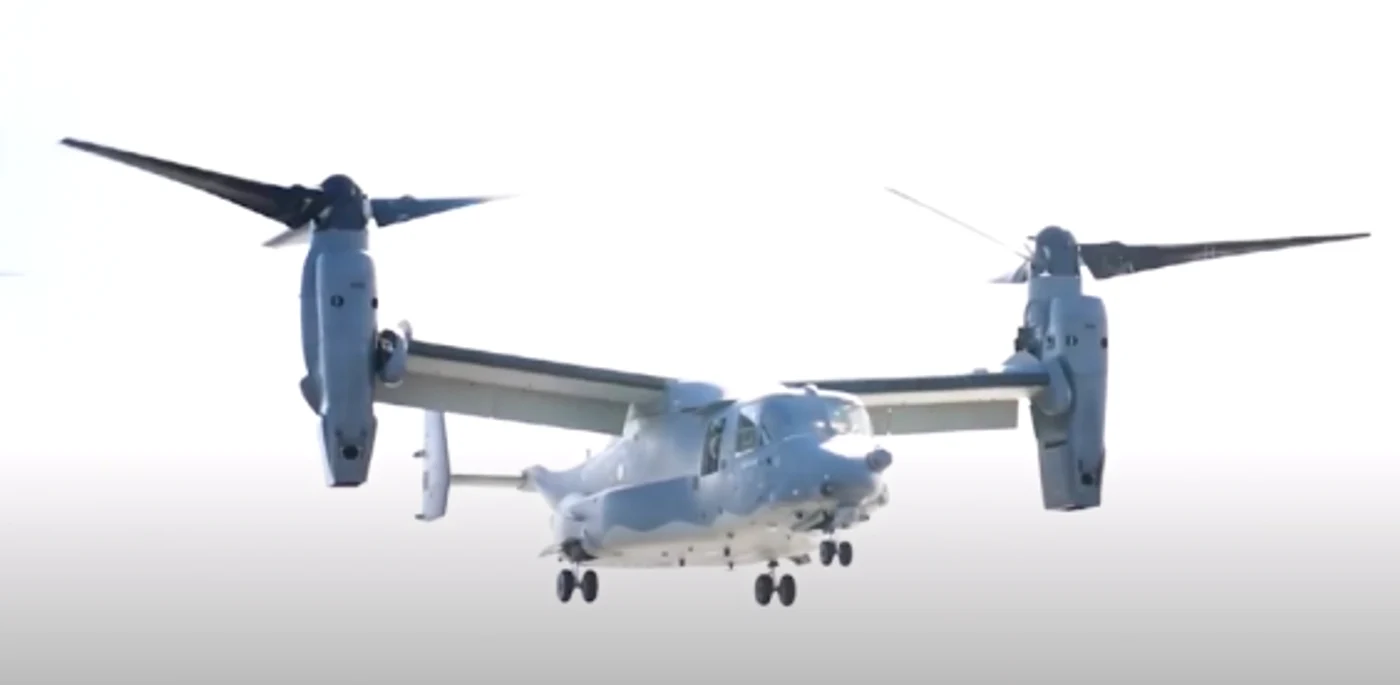 Elicopterul CV-22 Osprey. Infanteria SUA a efectuat exerciţii militare comune cu Japonia între 26 octombrie şi 5 noiembrie FOTO captură You Tube/Stars and Stripes