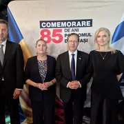 Hibert Thuma, presedintele Israelului, Alina Gheorghiu , vomemorare victime Pogrom fb H thuma jpg