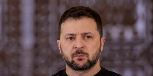 Președintele ucrainean Volodimir Zelenski face declarații de presă la Palatul Cotroceni alături de omologul român, Klaus Iohannis, în București. FOTO Inquam Photos / Octav Ganea