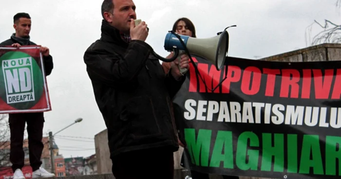 Ionuţ Ţene la o manifestaţie a Noii Drepte din 2015. FOTO: Balázsi-Pál Előd