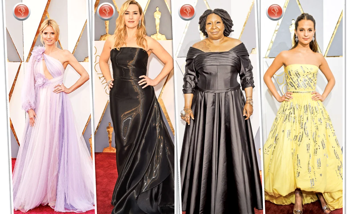 Heidi Klum, 42 de ani (Marchesa). Kate Winslet, 40 de ani (Ralph Lauren). Whoopi Goldberg, 60 de ani (creaţie proprie). Alicia Vikander, 27 de ani (Louis Vuitton)