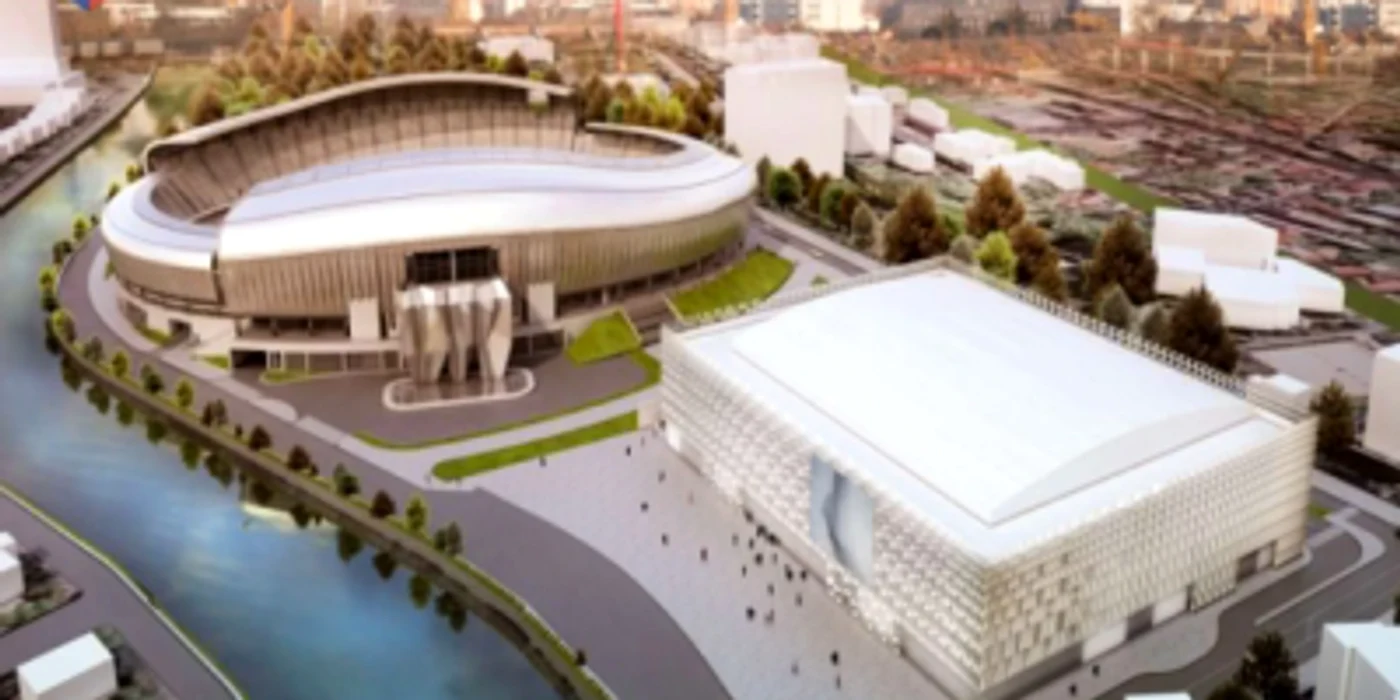 Aşa va arăta Sala Polivalentă în proiectul propus de CON A. În stânga este Cluj Arena.