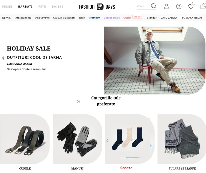 Banner promovare idei de cadouri pentru bărbați 2025-2026  Fashion Days