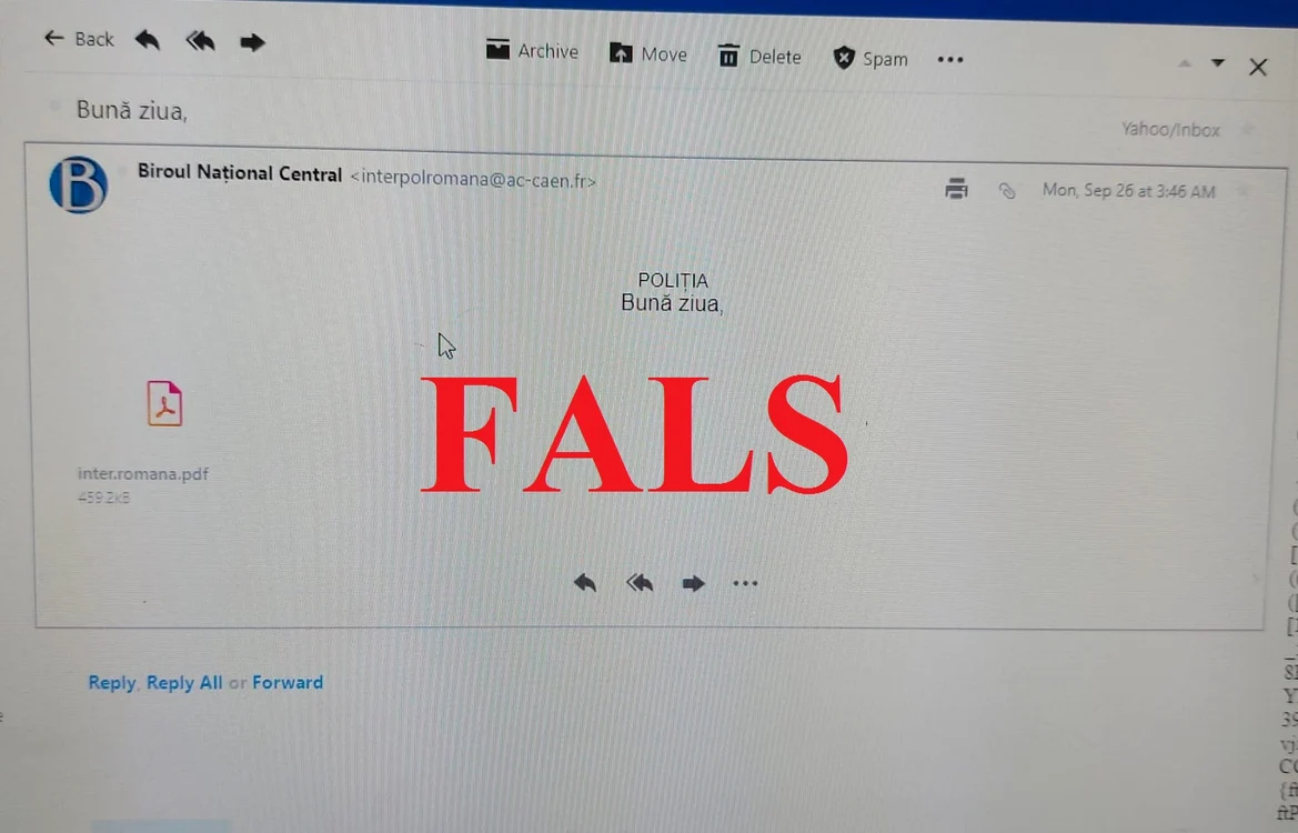 Un alt e-mail fals pe care îl puteți primi FOTO IPJ Brăila