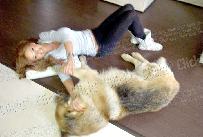 Vedeta abia poate stăpâni patrupedul