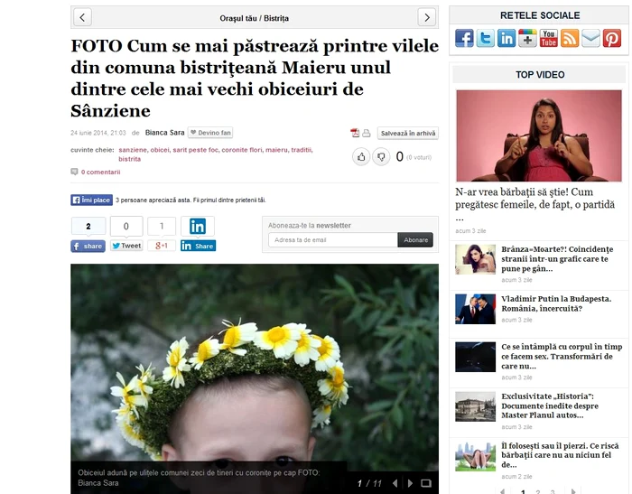 
    Articolul de la examen a apărut pe 24 iunie 2014 în ediția online a ziarului Adevărul și pe 25 iunie 2014 în cea de print  