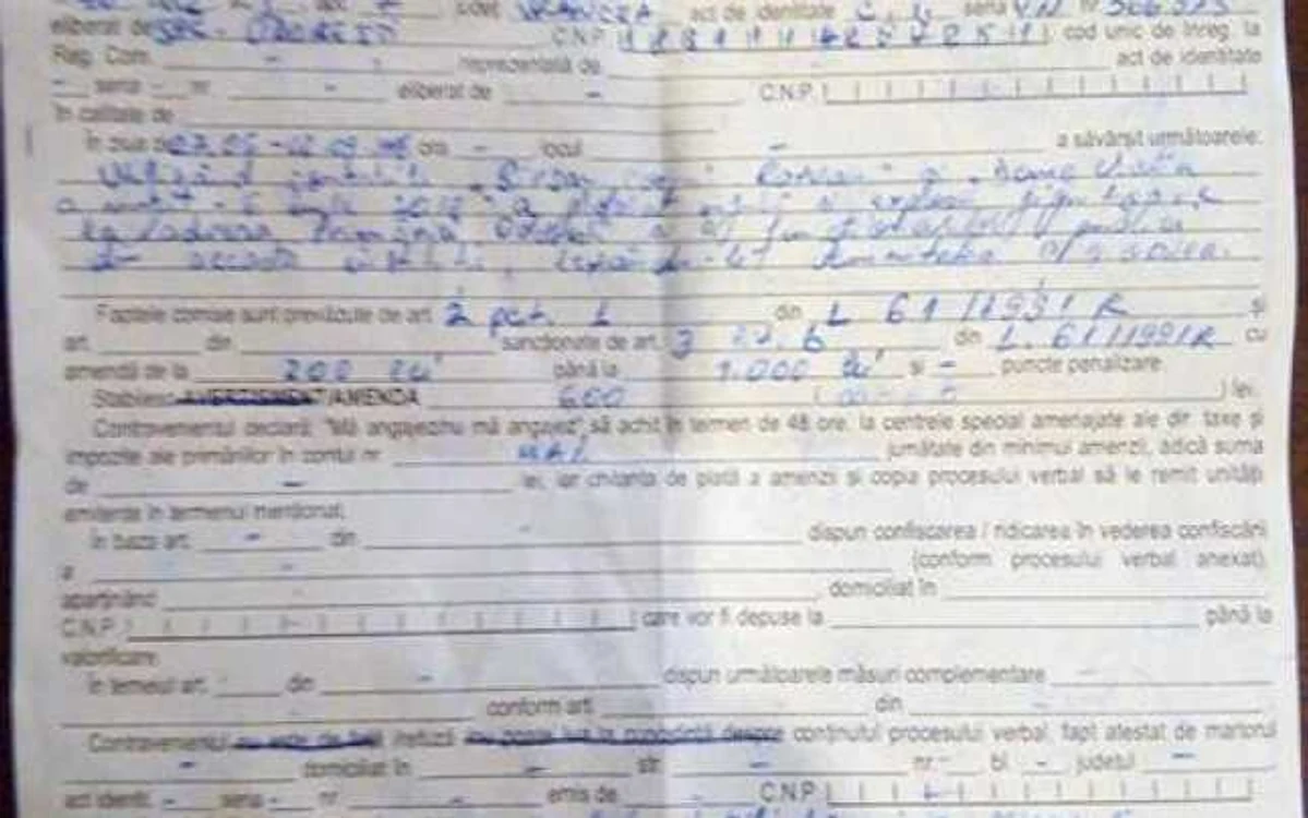 Amenda primită de tânărul din Odobeşti