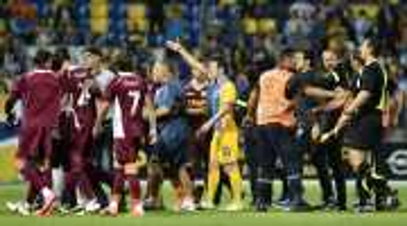 Finalul partidei a fost marcat de incidente între jucătorii celor două echipe. FOTO: Răzvan Păsărică