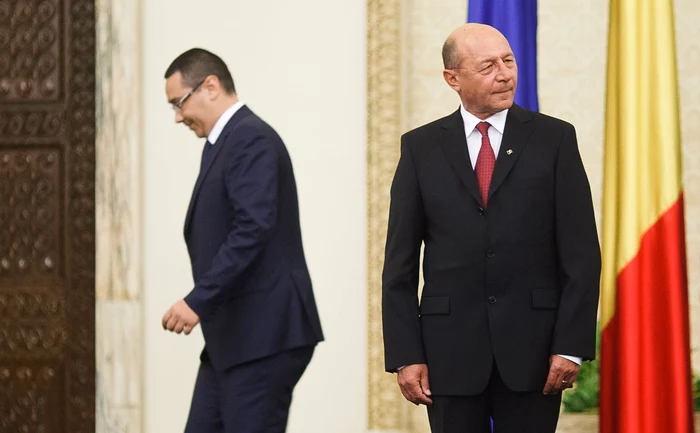 Premierul Victor Ponta și președintele suspendat al României, Traian Băsescu FOTO: Mediafax