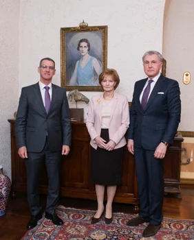 Principele Radu și Majestatea Sa Margareta cu Ambasadorul statului Israel la Palatul Elisabeta. FOTO: Daniel Angelescu, Casa Majestății Sale