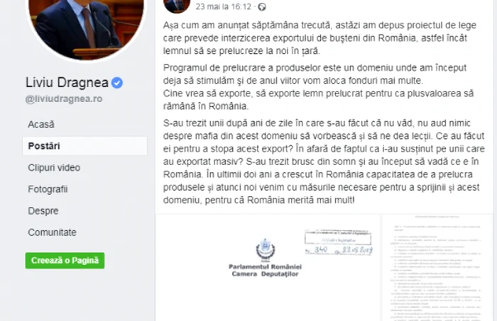 dragnea ultima postare pe FB