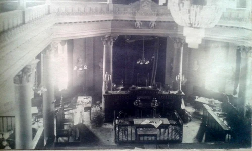 1920, decembrie 25, București. Sala Senatului după explozie (© ANR, Colecția procese întocmite de organele Justiției, Siguranței și Jandarmeriei pentru comuniști, militanți ai mișcării muncitorești și ai organizațiilor de masă revoluționare (Colecția