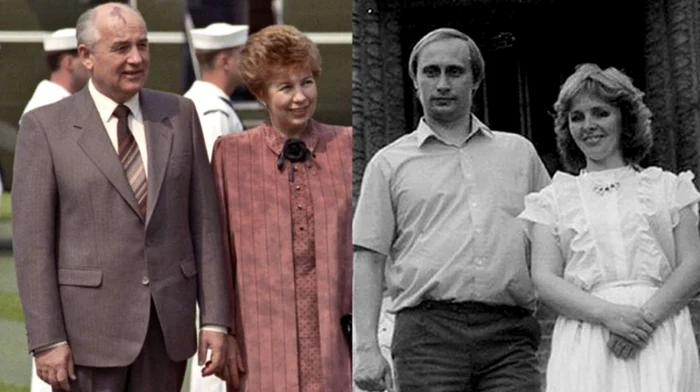 Raisa Gorbaciova şi Mihail Gorbaciov, Vladimir Putin şi Liudmila Putin. Foto: Profimedia