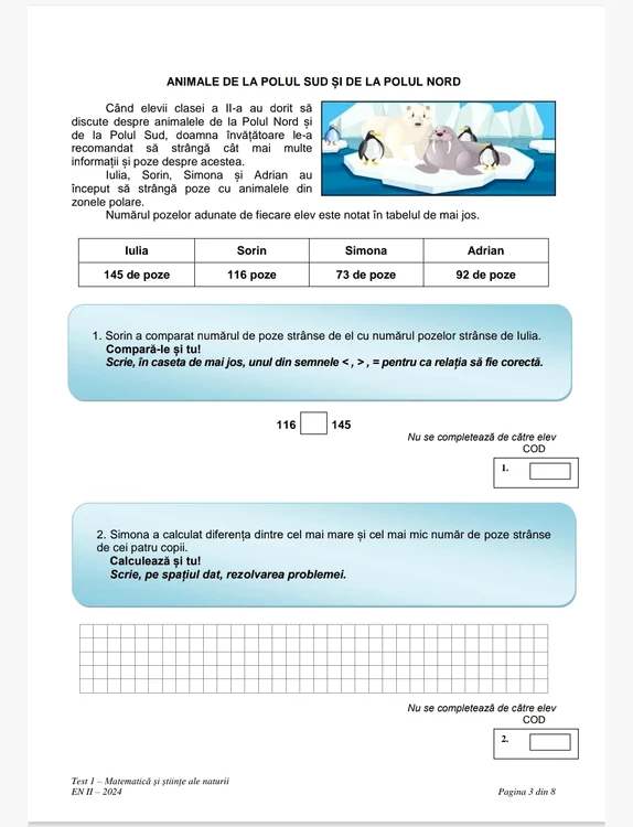 Testul 1 Matematică și Științele Naturii clasa a II a (7) jpeg