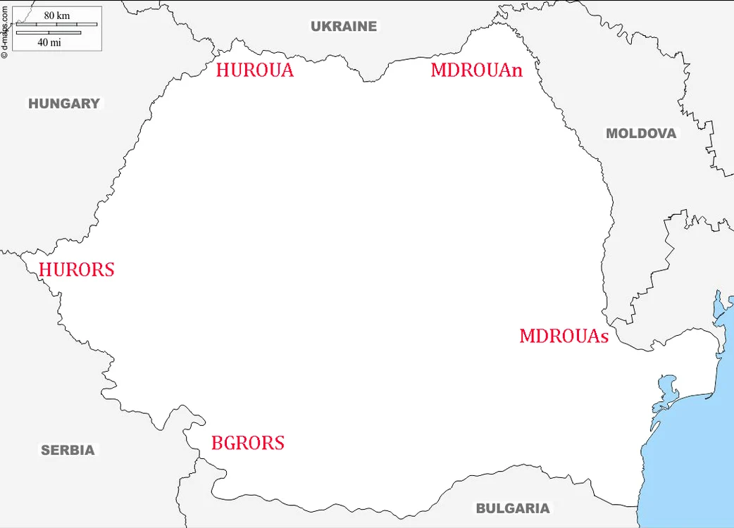 Frontierele triple ale României. 
