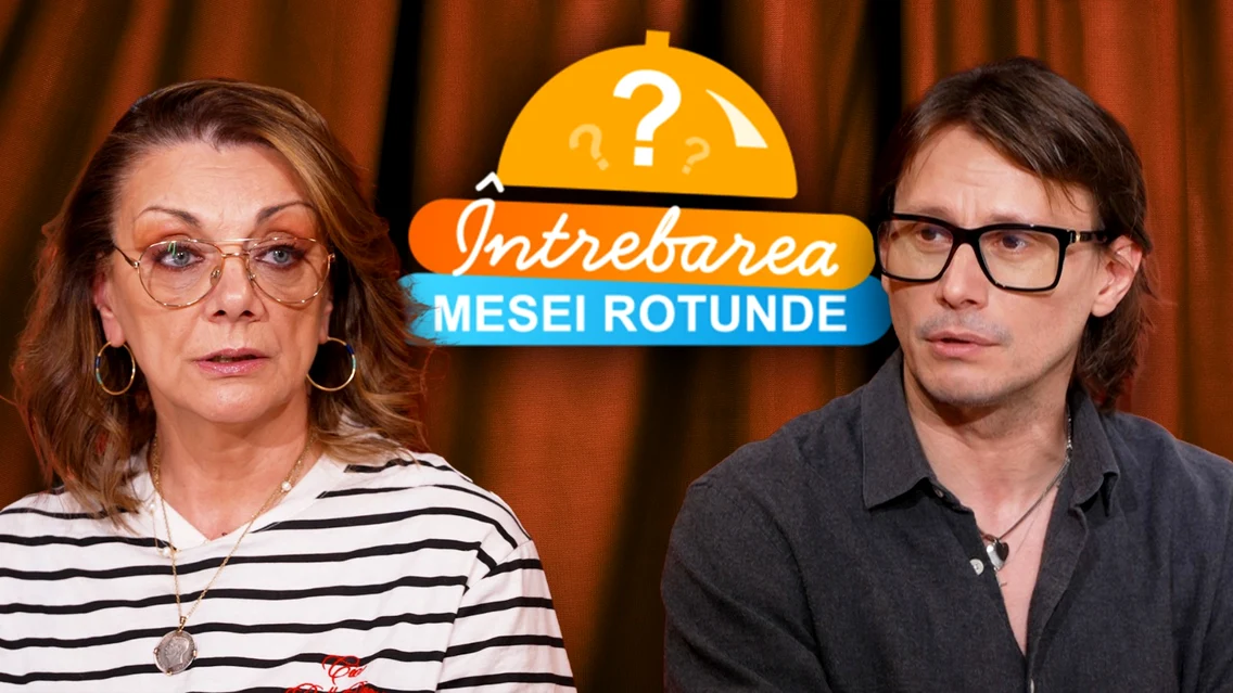 Carmen Tanase și Marius Manole la „Întrebarea Mesei Rotunde”. FOTO: Acasă TV