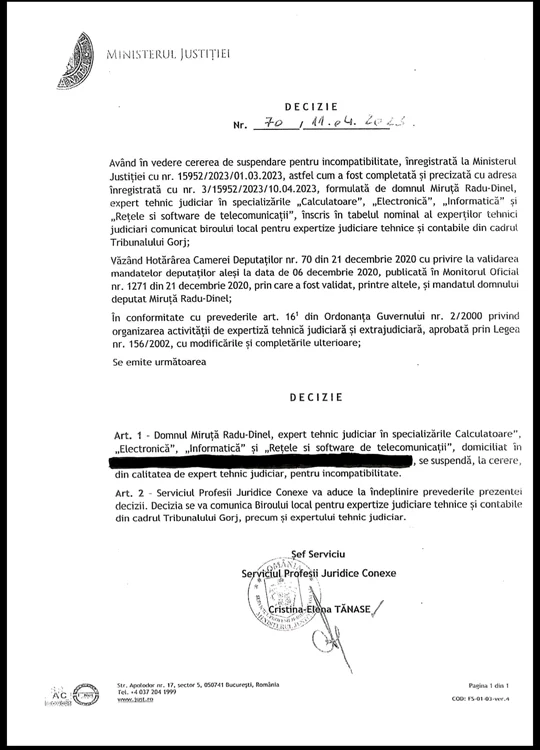 Decizia de suspendare pentru incompatibilitate FOTO: Facebook / Victor Ponta
