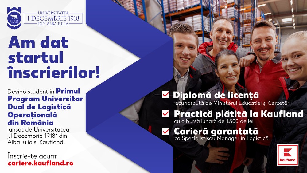 Kaufland România lansează, în premieră națională, programul de Studiu Dual Universitar în Logistica Operațională, în parteneriat cu Universitatea „1 Decembrie 1918” din Alba Iulia