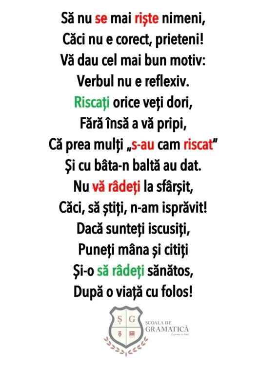 greseli gramaticale transpuse in versuri de un ligvist din ploiesti