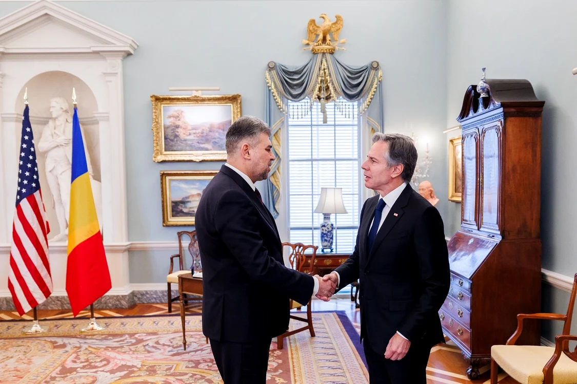 Premierul a avut o întrevedere cu secretarul de stat Antony Blinken FOTO Guvernul României