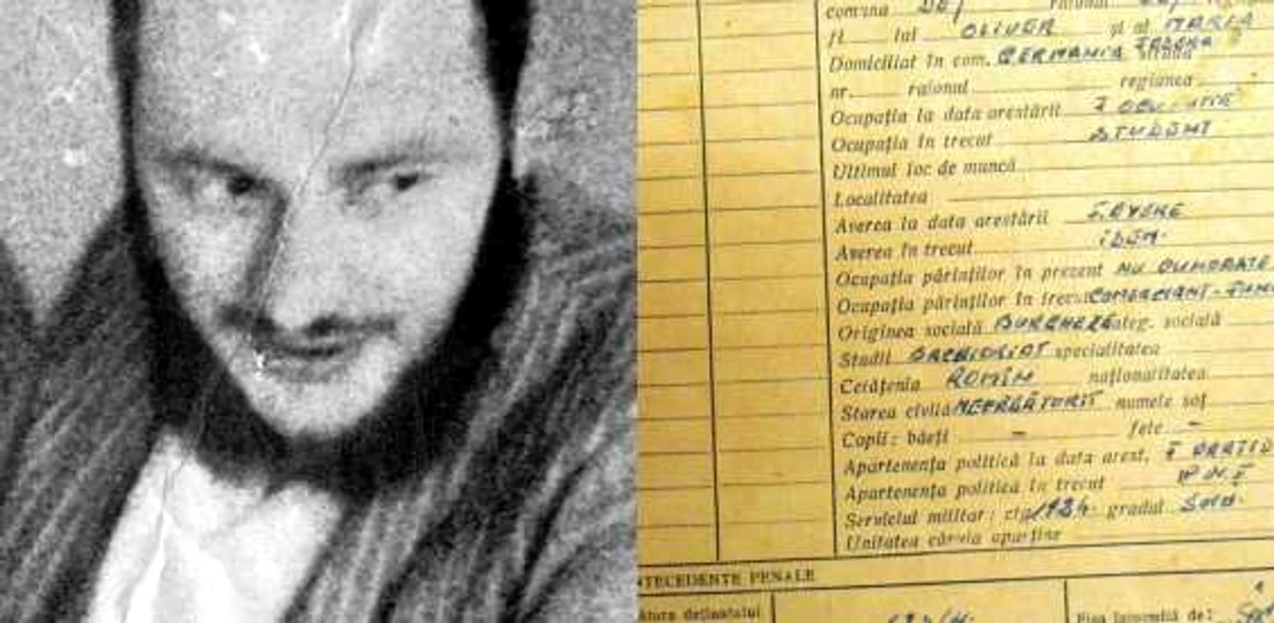 Ovidiu Beldeanu şi fişa matriolă penală FOTO Memorialul Sighet