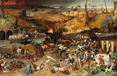 Tabloul „Triumful morții” de Pieter Bruegel cel Bătrân reflectă tulburările sociale și teroarea care au urmat ciumei, care a devastat Europa medievală (© Museo del Prado / Wikimedia Commons)