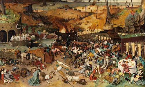 Tabloul „Triumful morții” de Pieter Bruegel cel Bătrân reflectă tulburările sociale și teroarea care au urmat ciumei, care a devastat Europa medievală (© Museo del Prado / Wikimedia Commons)