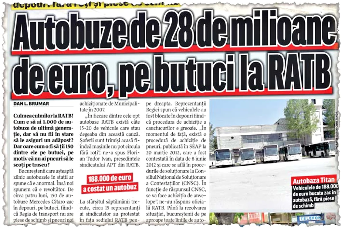 Click! a dezvăluit în numărul  din 9 iulie motivul pentru care  autobuzele sunt ţinute  în depouri, pe butuci
