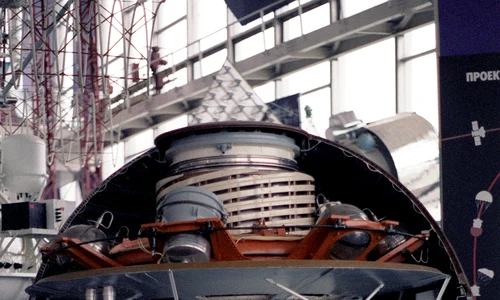 Cut away model of a Soviet Venera 12 lander jpg