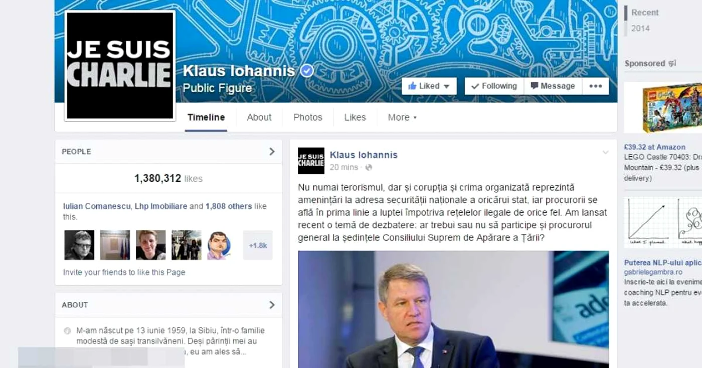Pagina de Facebook a preşedintelui Klaus Iohannis