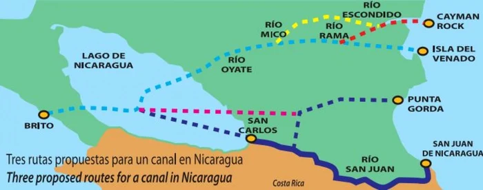 Canalul Nicaragua: trei rute posibile