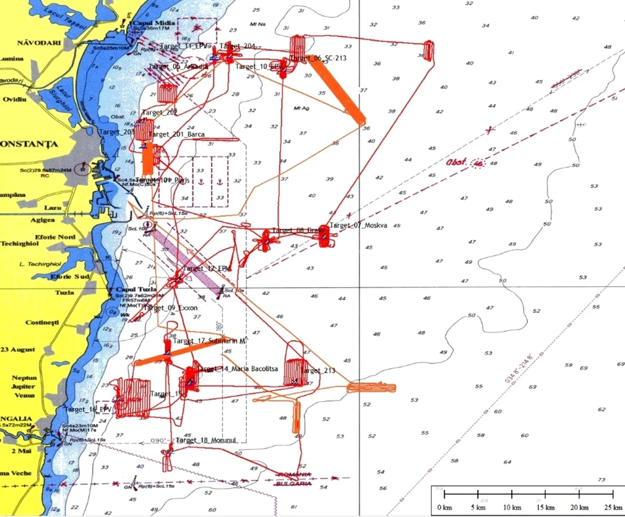Proiectul Heras - harta descoperirilor subacvatice din Marea Neagră Sursa foto Geo Eco Mar