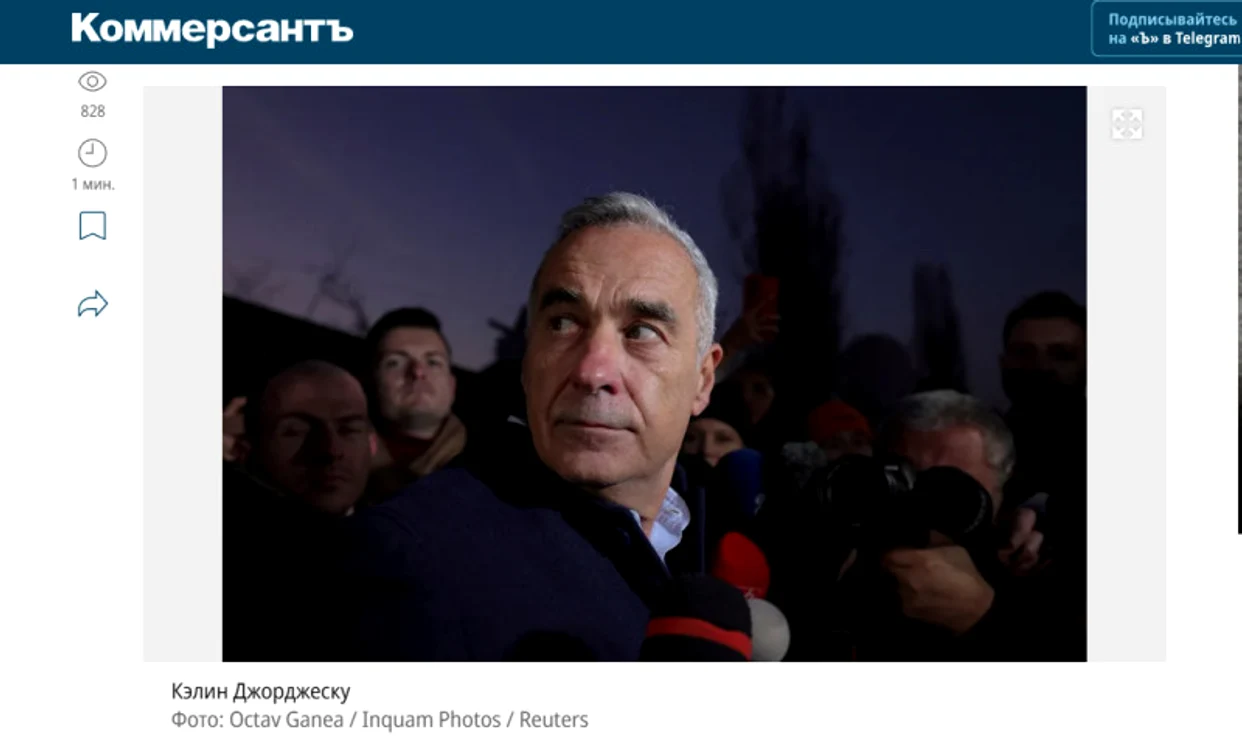 Articol Kommersant despre Călin Georgescu