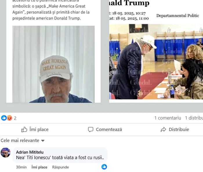 Comentariul lui Adrian Mititelu la postarea lui Marius Vecerdea