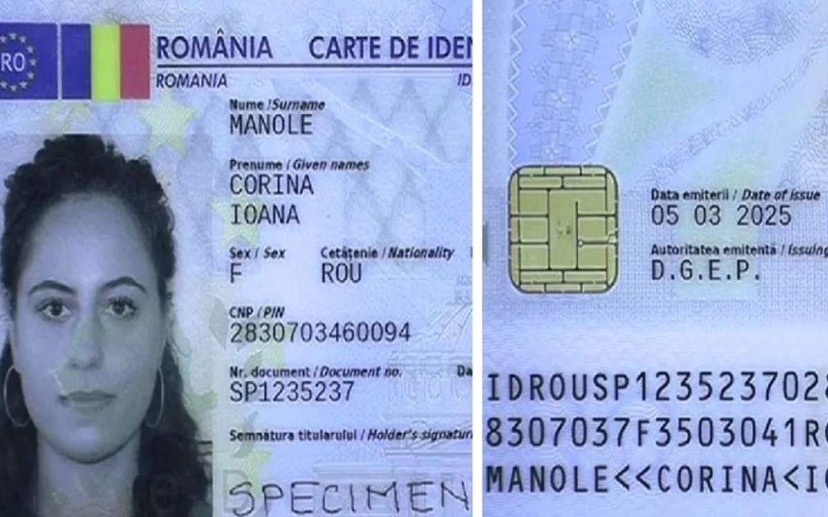 Carte de identitate cu cip, specimen. Captură foto.